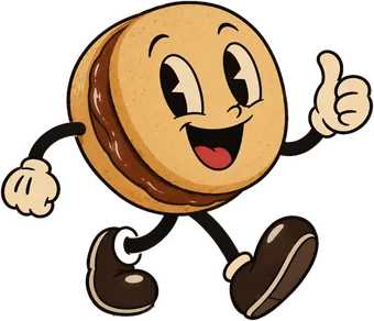 Enzo, the Alfajores del Sur mascot, giving a thumbs up